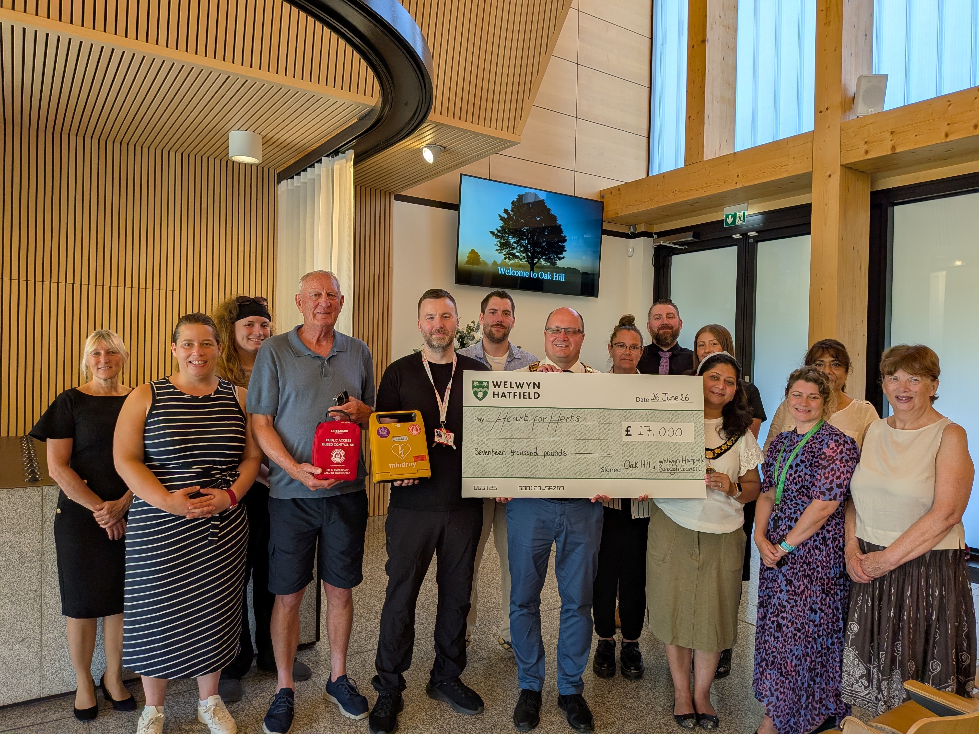 Oak Hill charity cheque donation