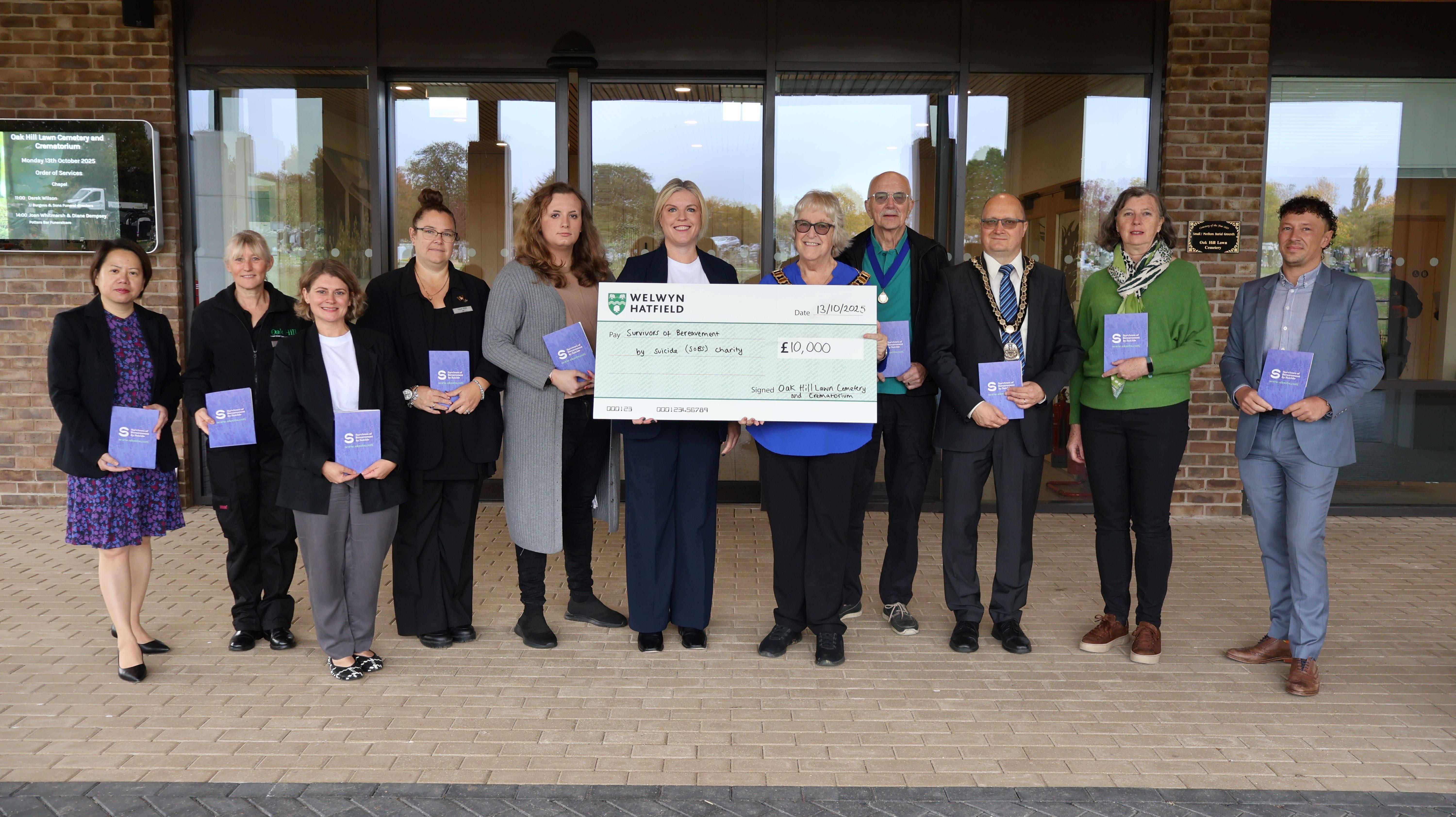 Oak Hill donates £10,000 to SOBS charity