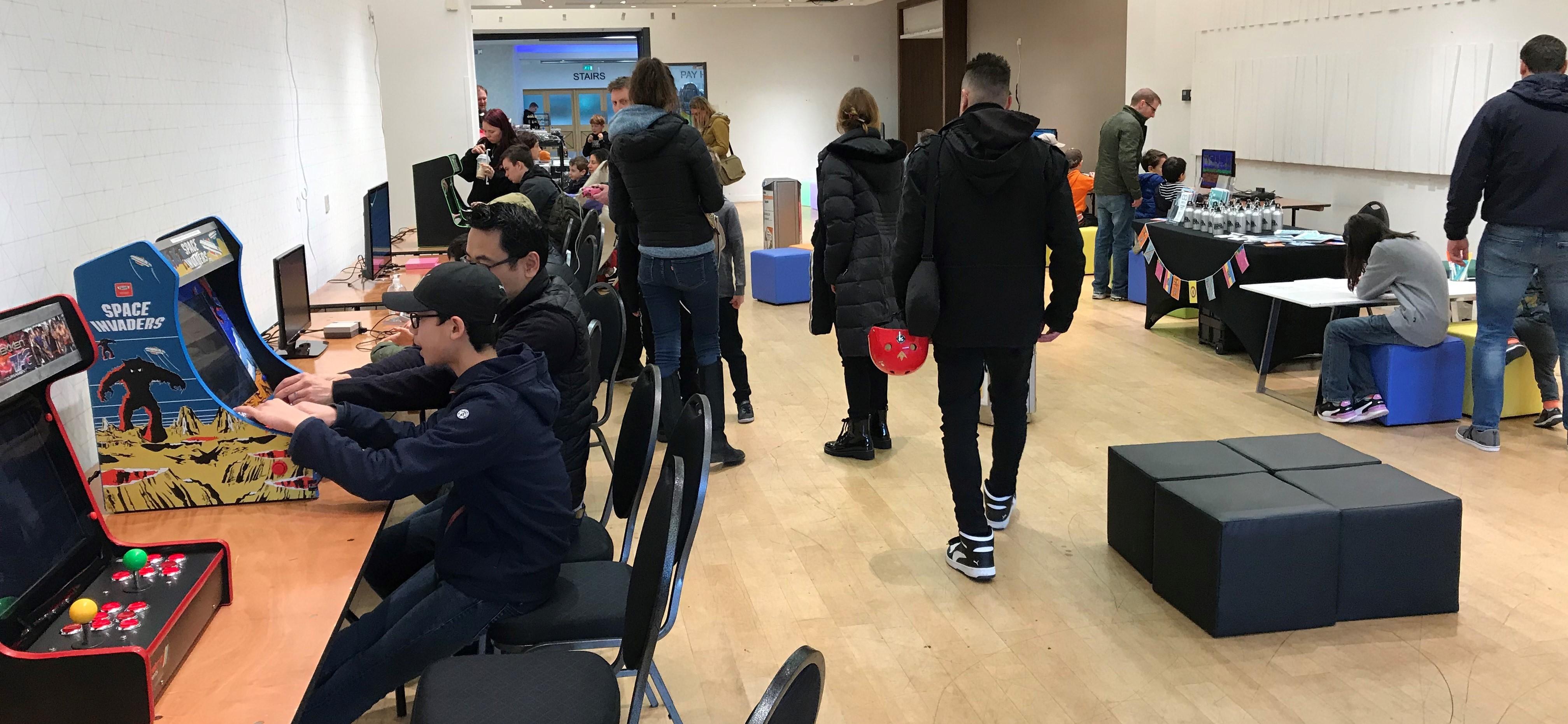 People playing retro games