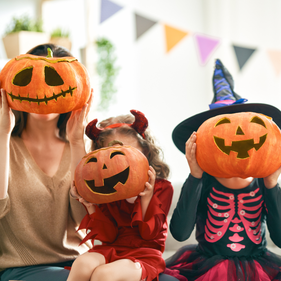 kids with pumpkins